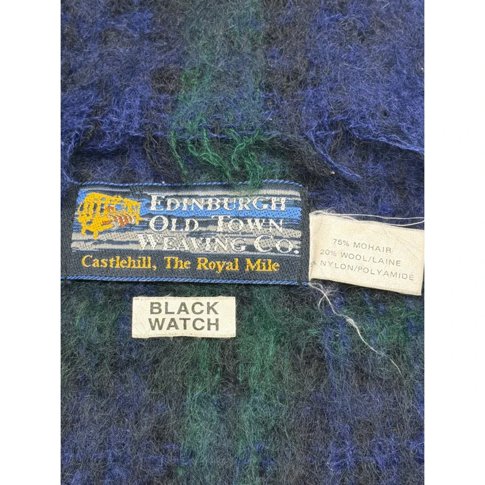 Edinburgh Old Town Weaving‎ Co Black Watch Tartan Mohair Wool Scarf